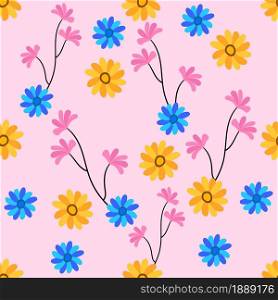 Spring season life seamless repeat pattern. textile background mosaic design