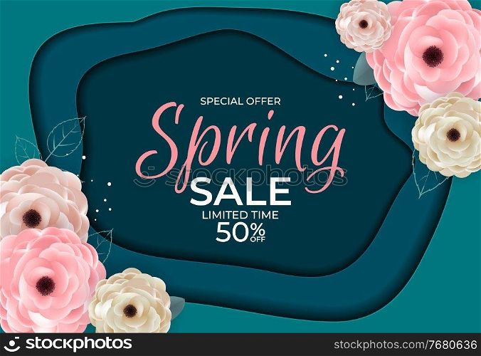Spring Special Offer Sale Background Poster Natural Flowers and Leaves Template. Vector Illustration EPS10. Spring Special Offer Sale Background Poster Natural Flowers and Leaves Template. Vector Illustration