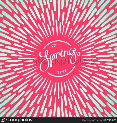 Spring time. Artistic background design with paintbrush rays. Seasonal shining.
 Vector design elements.. Spring time