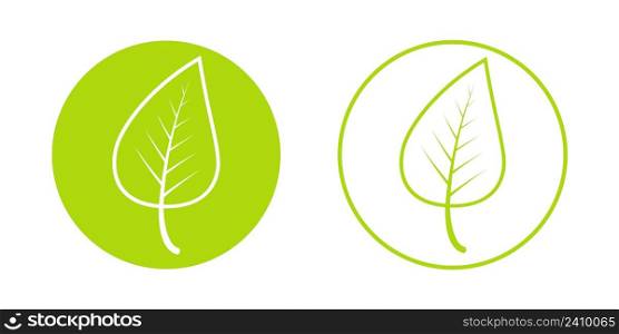 Spring time of the year icon, young growing green leaf, vector spring logo sign, round leaf icon
