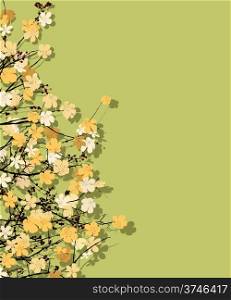 Spring time theme postcard, floral background
