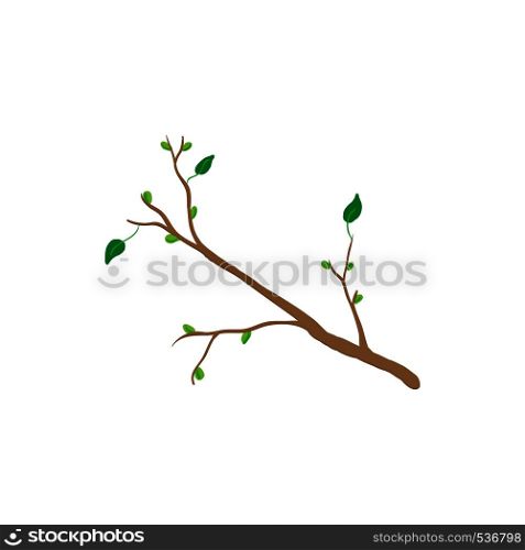 Spring tree branch icon in cartoon style isolated on white background. Spring tree branch icon, cartoon style