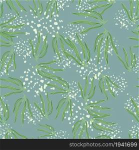 Spring tropical leaves semless pattern. Tropic leaf on splash background. Exotic hawaiian wallpaper. Design for fabric, textile print, wrapping, cover. Vector illustration.. Spring tropical leaves semless pattern. Tropic leaf on splash background.