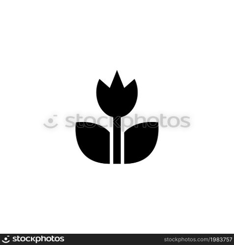 Spring Tulip, Garden Flower. Flat Vector Icon illustration. Simple black symbol on white background. Spring Tulip, Garden Flower sign design template for web and mobile UI element. Spring Tulip, Garden Flower Flat Vector Icon