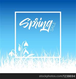 Spring vector grass sale background with place for your text. Spring vector grass sale background