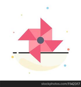 Spring, Wind, Windmill Abstract Flat Color Icon Template