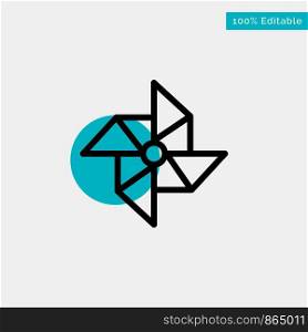 Spring, Wind, Windmill turquoise highlight circle point Vector icon