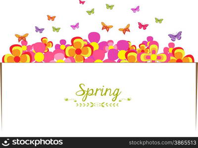 spring with flower and butterfly banner