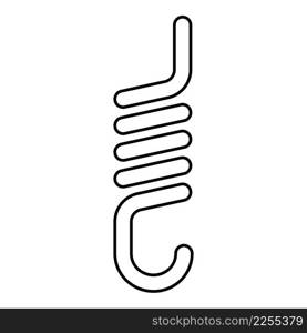 Spring with hook tension extension coil clutch for car suspension contour outline line icon black color vector illustration image thin flat style simple. Spring with hook tension extension coil clutch for car suspension contour outline line icon black color vector illustration image thin flat style