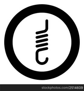 Spring with hook tension extension coil clutch for car suspension icon in circle round black color vector illustration image solid outline style simple. Spring with hook tension extension coil clutch for car suspension icon in circle round black color vector illustration image solid outline style