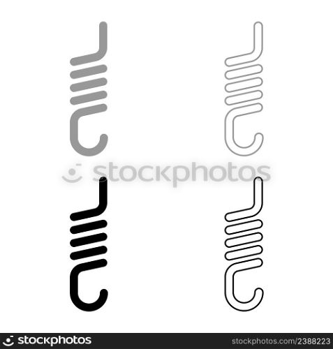 Spring with hook tension extension coil clutch for car suspension set icon grey black color vector illustration image simple solid fill outline contour line thin flat style. Spring with hook tension extension coil clutch for car suspension set icon grey black color vector illustration image solid fill outline contour line thin flat style