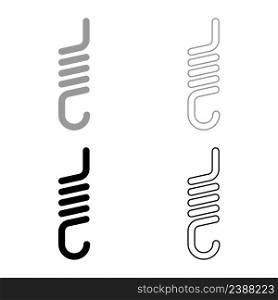 Spring with hook tension extension coil clutch for car suspension set icon grey black color vector illustration image simple solid fill outline contour line thin flat style. Spring with hook tension extension coil clutch for car suspension set icon grey black color vector illustration image solid fill outline contour line thin flat style