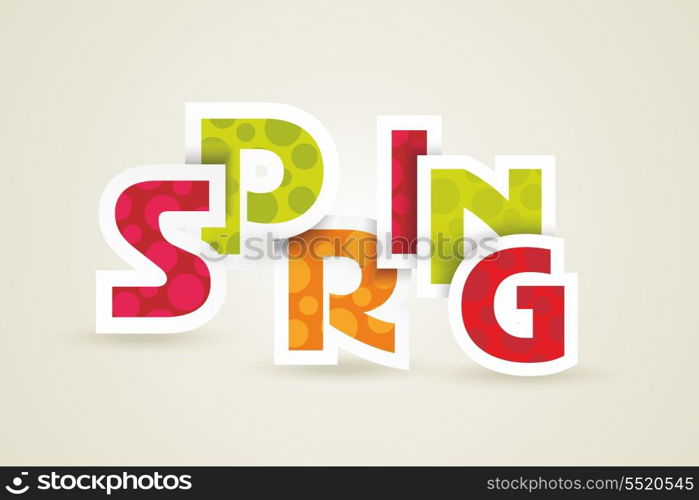 Spring word, plain and pure design, vector