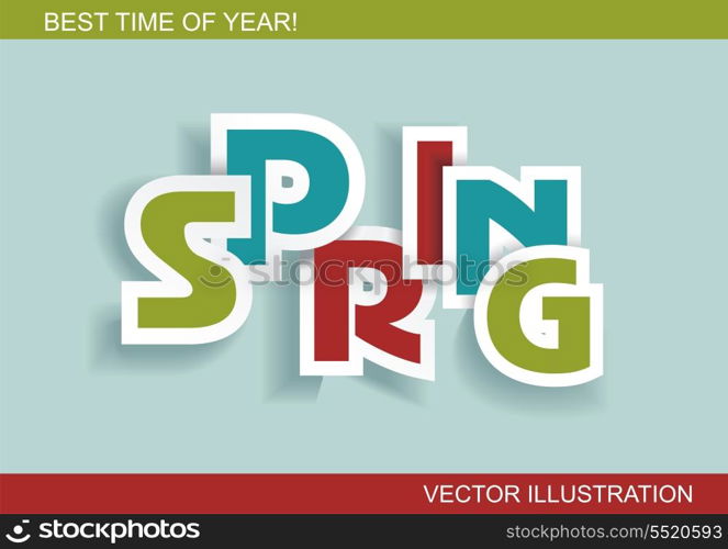 Spring word, plain and pure design, vector