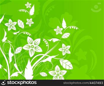 Spring3. Flower on a green spring background. A vector illustration