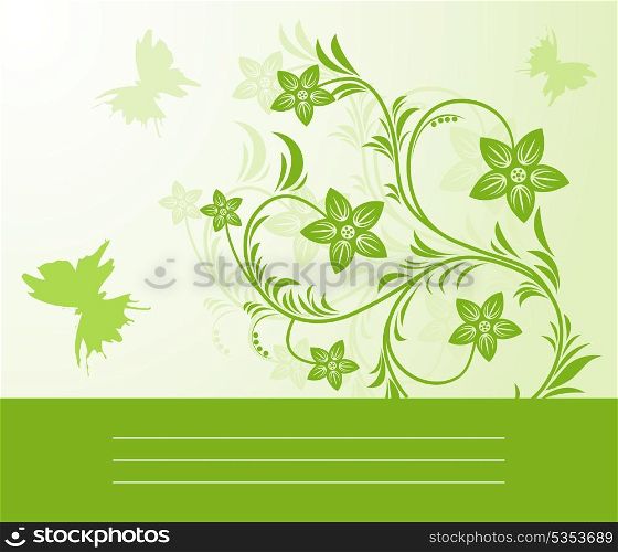 Spring9. Flower on a green spring background. A vector illustration