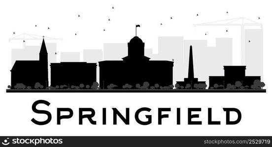 Springfield City skyline black and white silhouette. Vector illustration. Simple flat concept for tourism presentation, banner, placard or web site. Business travel concept. Cityscape with landmarks