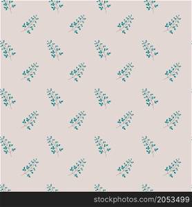Springtime and summer branches and twigs with green foliage. Evergreen plants with leaves, decoration or ornamental wallpaper design. Seamless pattern, background or print. Vector in flat style. Feminine print of foliage and spring branches