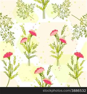 Springtime Colorful Flower with Herb Background Pattern