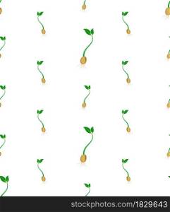 Sprout Icon Seamless Pattern, Sprouting Icon, Plat Sprout Icon Vector Art Illustration