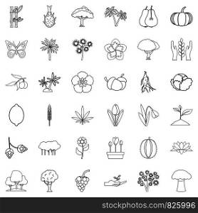 Sprout icons set. Outline style of 36 sprout vector icons for web isolated on white background. Sprout icons set, outline style