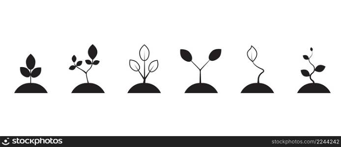 sprouts silhouettes. Eco line icon set. Nature background. Silhouette illustration. Vector illustration. stock image. EPS 10.. sprouts silhouettes. Eco line icon set. Nature background. Silhouette illustration. Vector illustration. stock image.