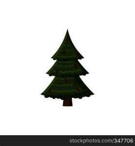 Spruce with cones icon in cartoon style isolated on white background. Nature and flora symbol. Spruce with cones icon, cartoon style