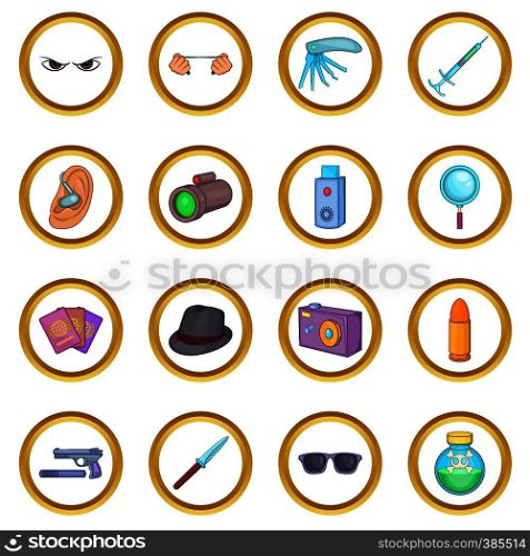 Spy and security vector set in cartoon style isolated on white background. Spy and security vector set, cartoon style