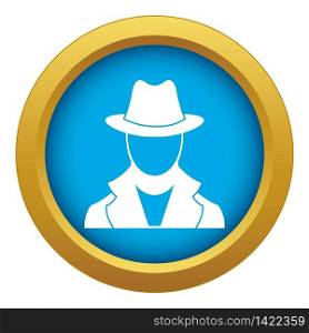 Spy icon blue vector isolated on white background for any design. Spy icon blue vector isolated