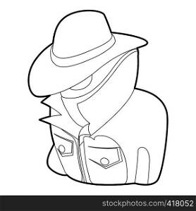 Spy icon. Outline illustration of spy vector icon for web. Spy icon, outline style