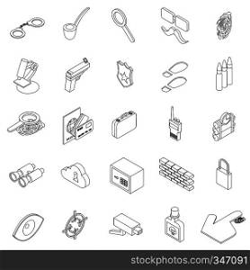 Spy icons set in isometric 3d style isolated on white background. Spy icons set, isometric 3d style