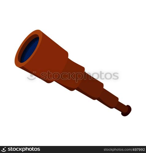 Spyglass icon in cartoon style on a white background. Spyglass icon, cartoon style