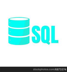 SQL Database Icon Logo Design UI or UX App. SQL Database Icon Logo Design UI or UX App. Blue inscription with shadow