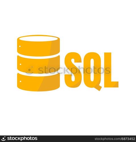 SQL Database Icon Logo Design UI or UX App. SQL Database Icon Logo Design UI or UX App. Orange inscription with shadow