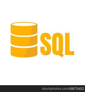 SQL Database Icon Logo Design UI or UX App. SQL Database Icon Logo Design UI or UX App. Orange inscription with shadow