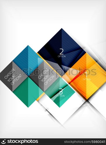 Square abstract background with option elements, paper design style with glossy effects and shadows. Vector illustration