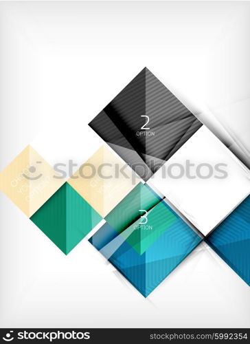 Square abstract background with option elements, paper design style with glossy effects and shadows. Vector illustration