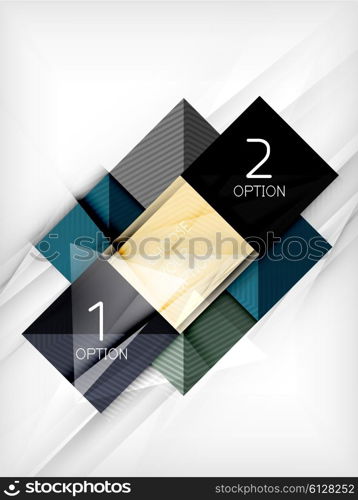 Square abstract background with option elements, paper design style with glossy effects and shadows. Vector illustration