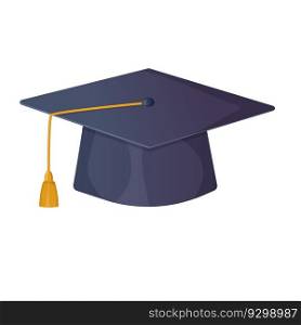 Square academic cap clipart. High school or college graduation concept. Illustration in realistic cartoon style isolated on white background.. Square academic cap clipart. High school or college graduation concept.