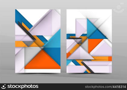 Square and triangle design. Colorful geometric A4 business print template. Brochure or annual report cover, vector business flyer layout, geometric abstract poster, identity illustration