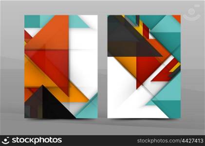 Square and triangle design. Colorful geometric A4 business print template. Brochure or annual report cover, vector business flyer layout, geometric abstract poster, identity illustration