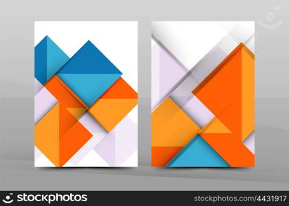 Square and triangle design. Colorful geometric A4 business print template. Brochure or annual report cover, vector business flyer layout, geometric abstract poster, identity illustration