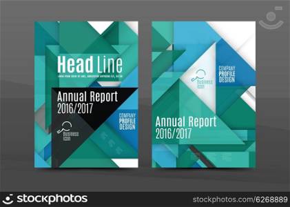 Square and triangle design. Colorful geometric A4 business print template. Brochure or annual report cover, vector business flyer layout, geometric abstract poster, identity illustration
