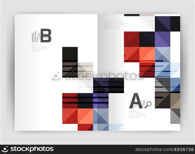 Square annual report brochure a4 print template. Square annual report brochure a4 print template with sample option text infographics