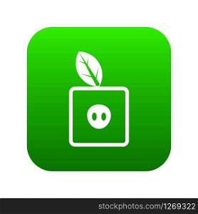 Square apple icon digital green for any design isolated on white vector illustration. Square apple icon digital green