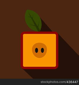 Square apple icon. Flat illustration of square apple vector icon for web on coffee background. Square apple icon, flat style