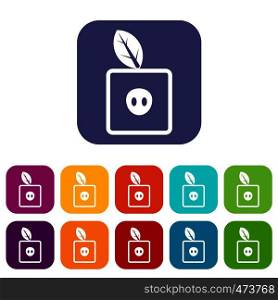 Square apple icons set vector illustration in flat style In colors red, blue, green and other. Square apple icons set flat