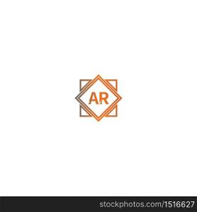 Square AR logo letters design concept in black and orange color illustration