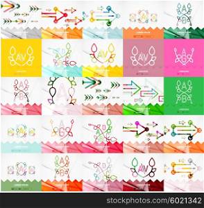 Square banners with linear elements. Square banners with linear elements. Set of templates