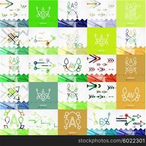 Square banners with linear elements. Square banners with linear elements. Set of templates